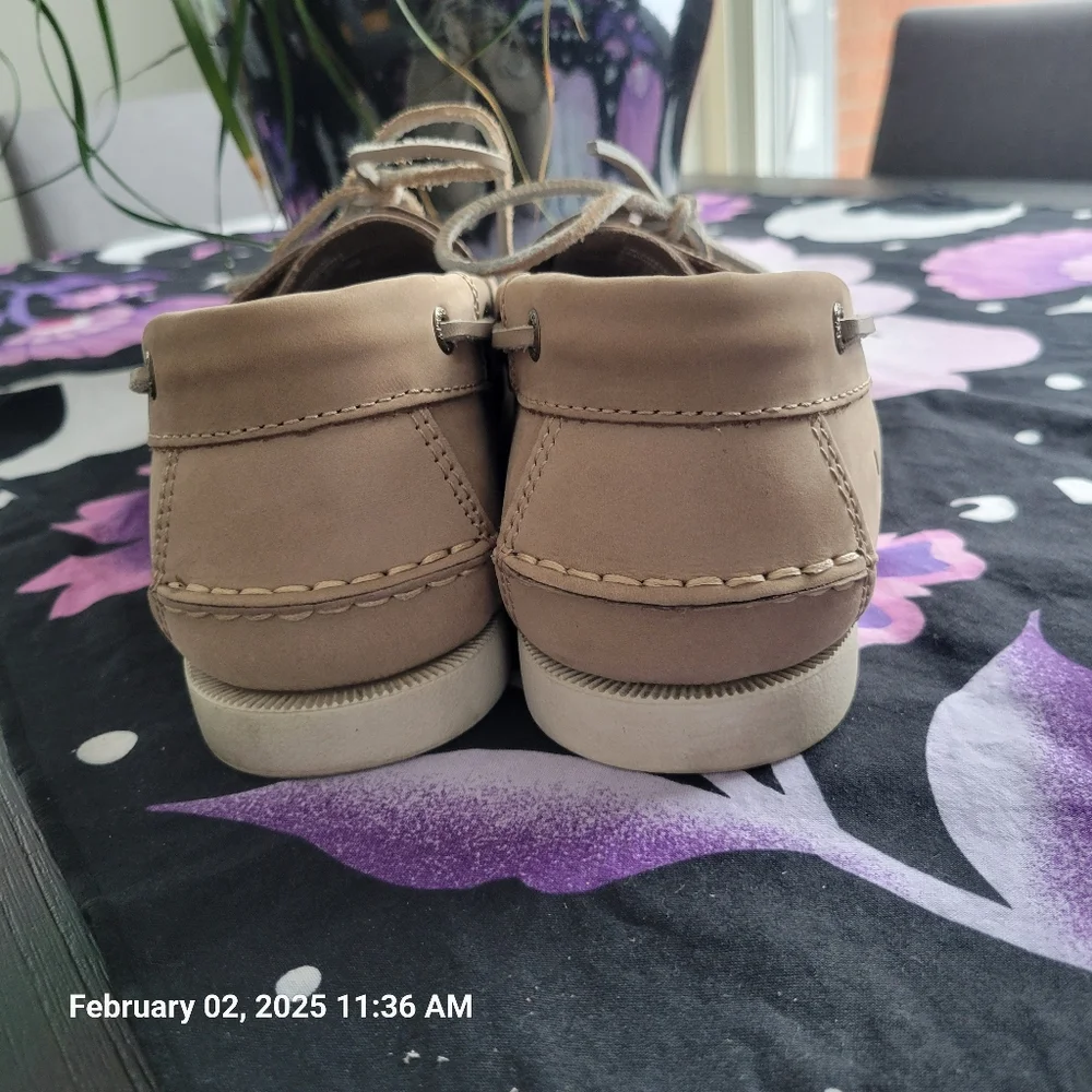 Rugged Shark Tan Leather Boat Shoes, Mens 11.5, EUC